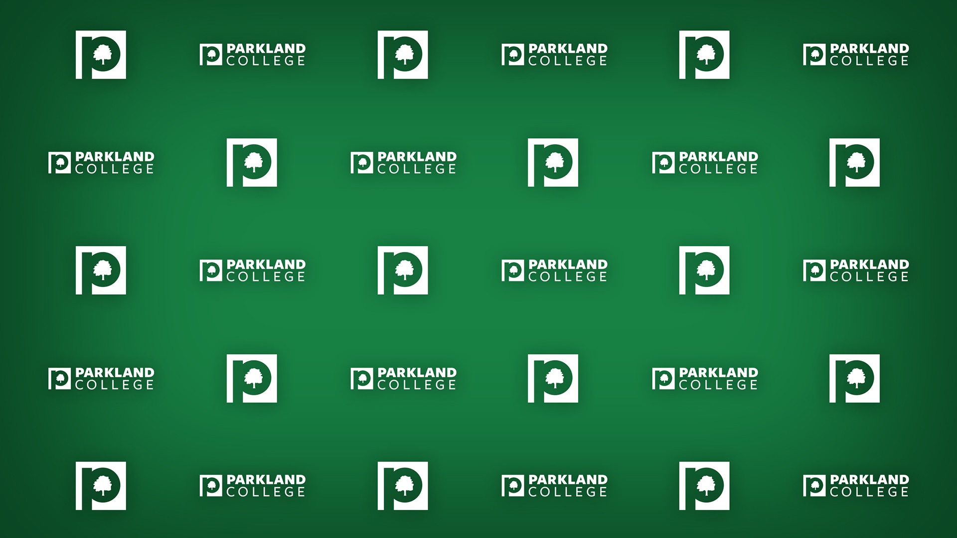 repeated logo of parkland college on green 